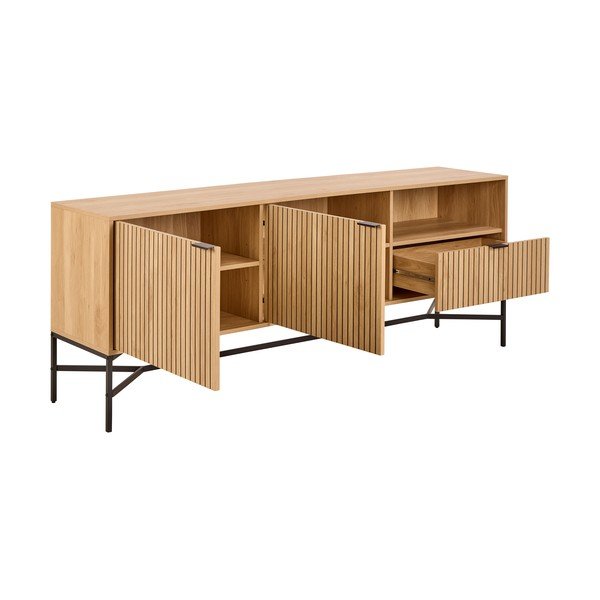 Komoda v hrastovem dekorju v naravni barvi 180x70x40 cm Jaipur – Actona-image-2