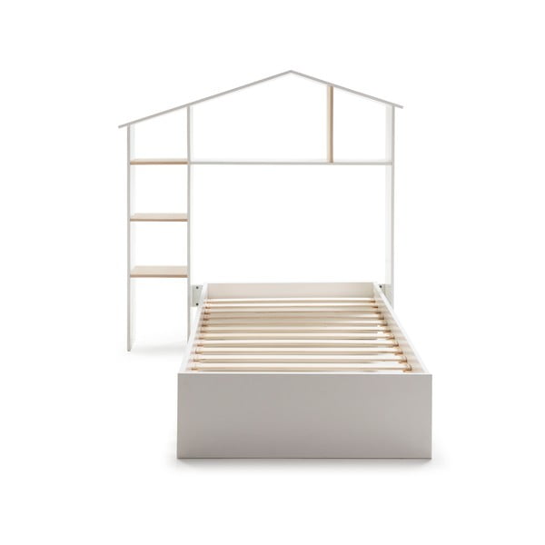 Bela otroška postelja s policami Marckeric Maria, 90 x 190 cm
