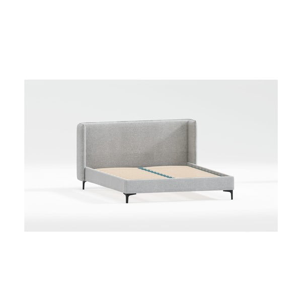Siva oblazinjena zakonska postelja z letvenim dnom 180x200 cm Basti – Ropez
