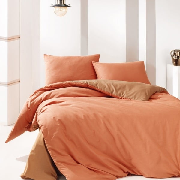 Cimetovo rjava bombažna posteljnina z rjuho Marie Claire Suzy, 160 x 220 cm