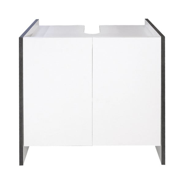 Bela kopalniška omarica s sivim korpusom TemaHome Biarritz, višina 59,2 cm