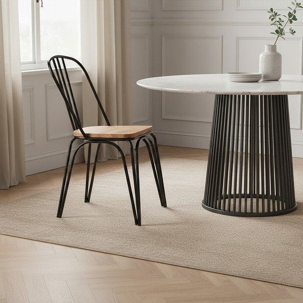 Črn jedilni stol iz masivnega bresta District – Premier Housewares-image-3