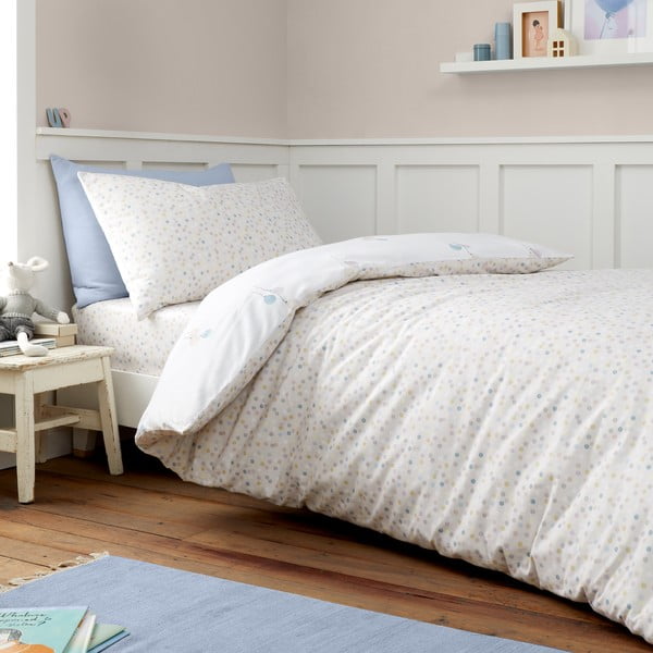 Bela/bež flanelna otroška posteljnina za zakonsko posteljo 200x200 cm Balloons Spot – Bianca-image-2