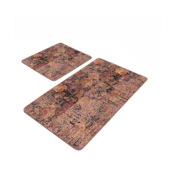 Rjave žametne kopalniške preproge v kompletu 2 ks 60x100 cm – Mila Home