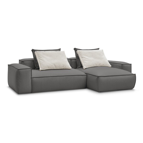 Siva kotna sedežna garnitura iz umetnega usnja (s kotom po izbiri) Boheme – Bobochic Paris-image-3