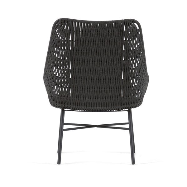 Črn ročno pleten vrtni fotelj Kave Home Abeli-image-3