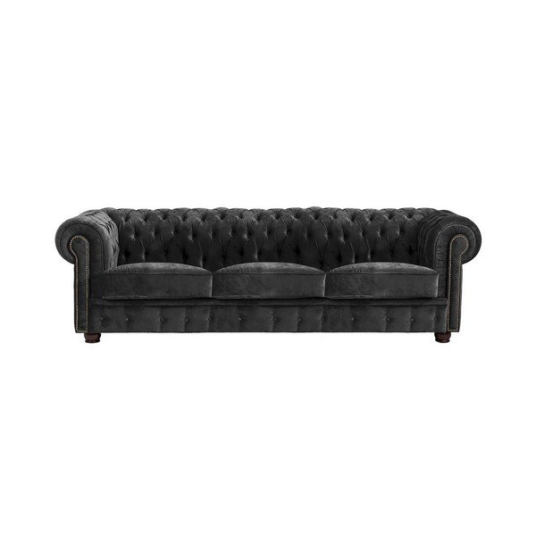 Črna zofa Max Winzer Norwin Velvet, 200 cm