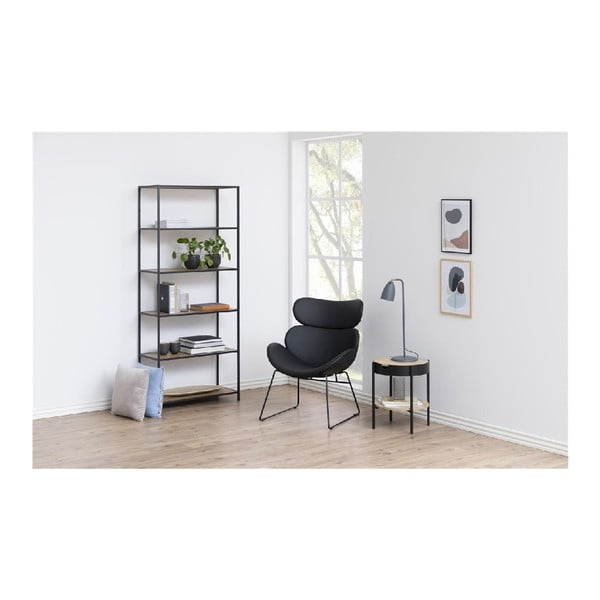 Črn regal v hrastovem dekorju 77x185 cm Seaford – Actona-image-3