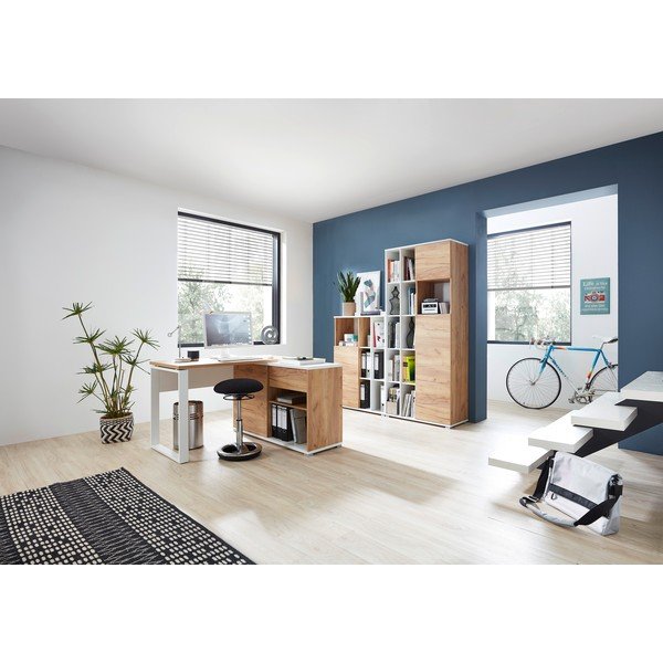 Bela knjižna omara v hrastovem dekorju 85x120 cm Lioni - Germania-image-1