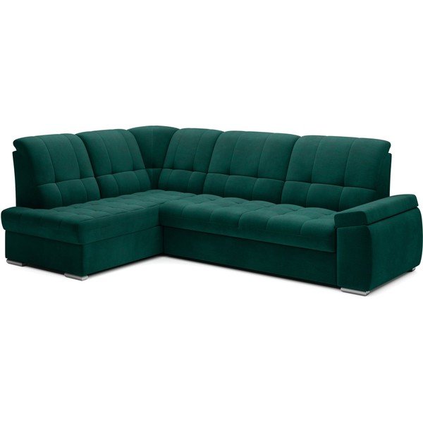 Zelena žametna raztegljiva/s prostorom za shranjevanje kotna sedežna garnitura (levi kot/v obliki črke L) Sado – ELTAP-image-2