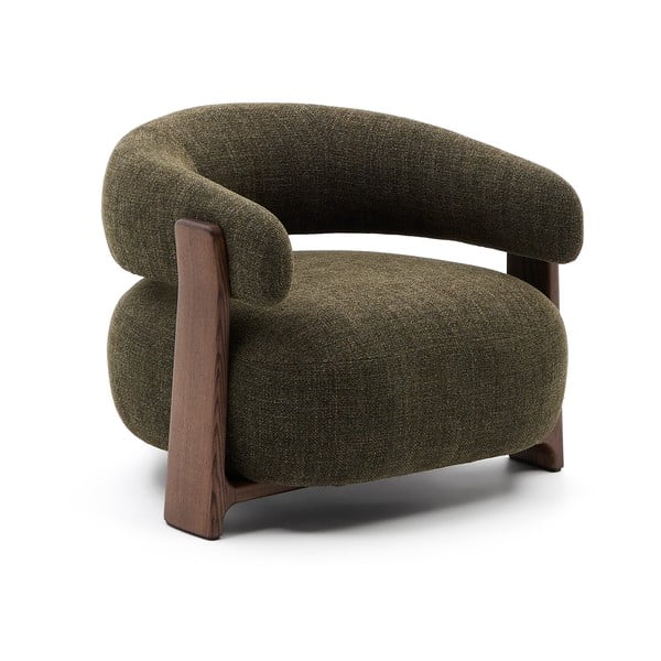 Zelen fotelj iz šenilje Granite – Kave Home