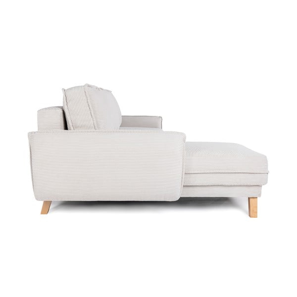 Bež raztegljiva kotna sedežna garnitura iz rebrastega žameta (s kotom po izbiri) Tori – Bonami Selection-image-3