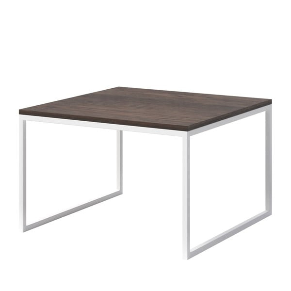 KAvna miza s temno hrastovo ploščo in belimi nogami MESONICA Eco, 70 x 70 cm