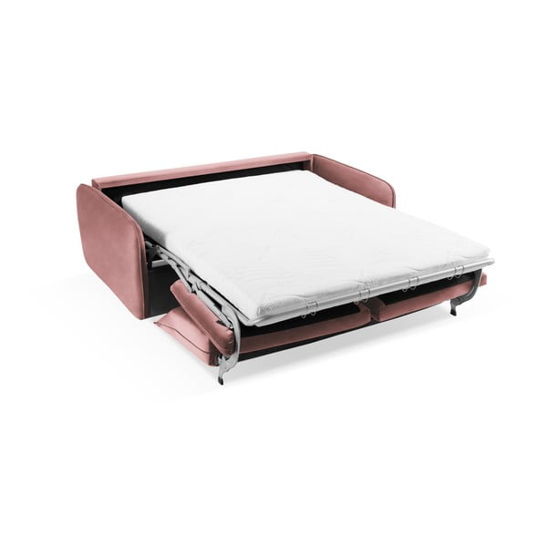 Rožnata žametna raztegljiva sedežna garnitura 214 cm Vienna – Cosmopolitan Design-image-4