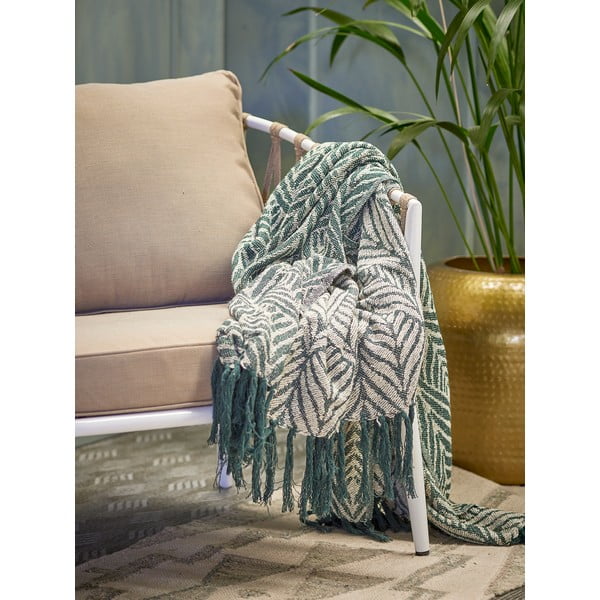 Zeleno-bež odeja iz recikliranega bombaža 130x160 cm Ugento – Bloomingville-image-3