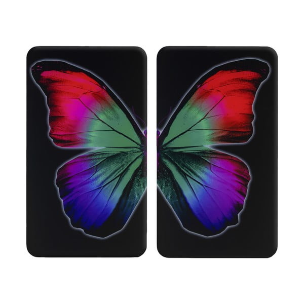 Zaščitne plošče za štedilnik iz kaljenega stekla 2 ks 52x30 cm Butterfly by Night – Wenko