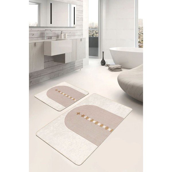 Bež žametne kopalniške preproge v kompletu 2 ks 60x100 cm – Mila Home-image-4