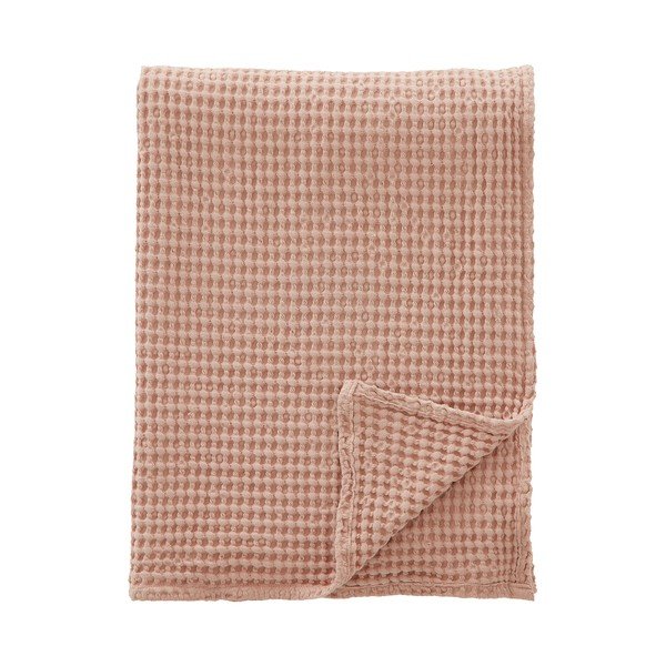 Prašno rožnata bombažna odeja 150x200 cm Jaipur Chunky Waffle – Pineapple Elephant