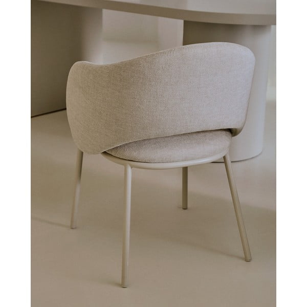 Kremno bel oblazinjen jedilni stol Maina – Kave Home-image-2