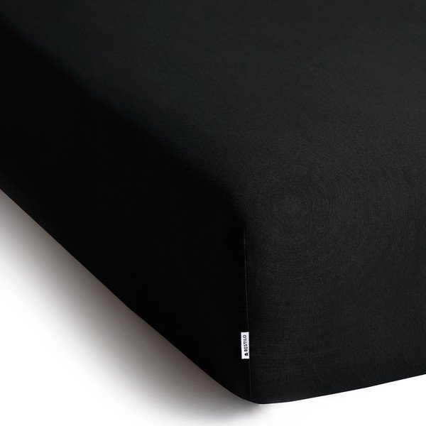 Črna napenjalna rjuha iz jerseyja 140x200 cm Amber – Restilo-image-1