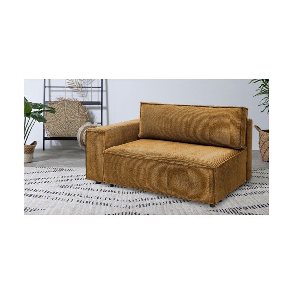 Gorčično rumen modul za sedežno garnituro iz rebrastega žameta (levi kot) Nihad modular – Bobochic Paris-image-1