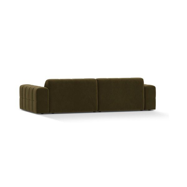 Kaki zelena žametna sedežna garnitura 252 cm Chicago – Cosmopolitan Design-image-2