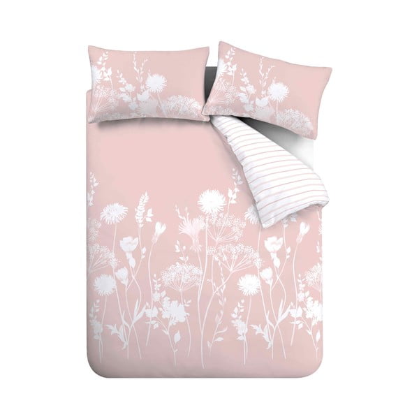 Bela/rožnata posteljnina za zakonsko posteljo 200x200 cm Meadowsweet Floral – Catherine Lansfield