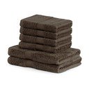 Komplet 2 temno rjavih kopalnih brisač in 4 brisač DecoKing Bamby Brown