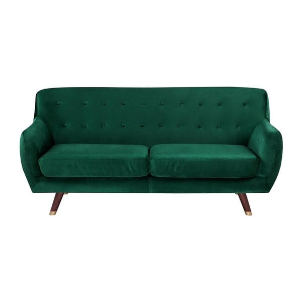 Smaragdno zelen trisedežni kavč z žametnim videzom Monobeli Bradley