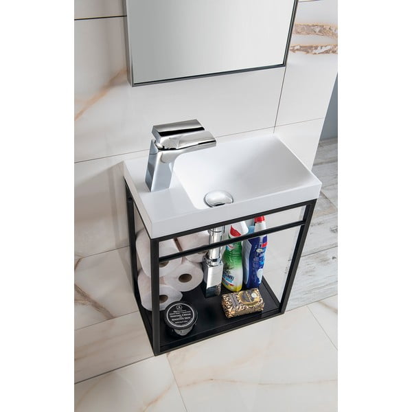 Črno kovinsko stensko stojalo brez umivalnika 39,5x45 cm Crest – Sapho-image-2