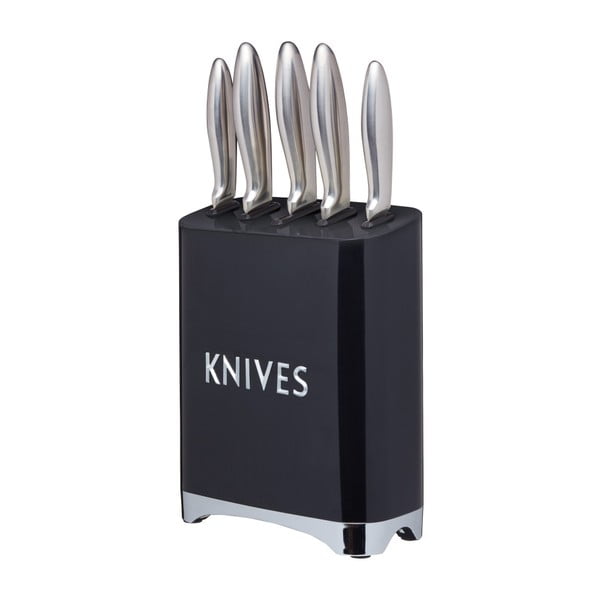 Komplet 5 nožev s črnim stojalom Kitchen Craft Lovello
