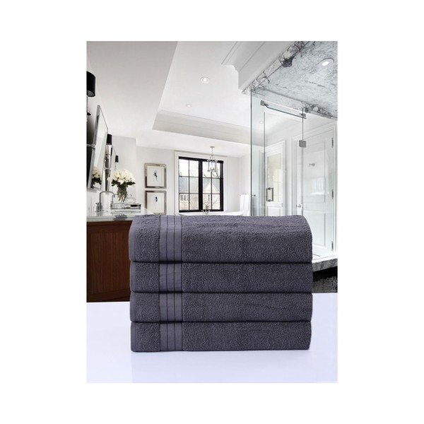 Antracitno sive frotirne bombažne brisače v kompletu 4 ks 50x100 cm – Good Morning-image-2