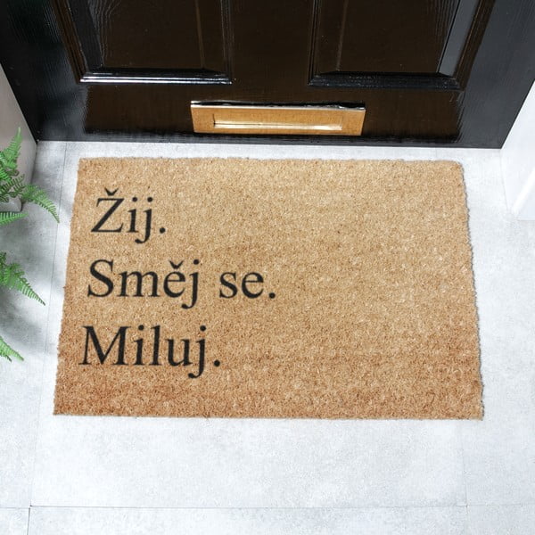 Predpražnik iz kokosovih vlaken 40x60 cm Žij a Miluj – Artsy Doormats-image-2