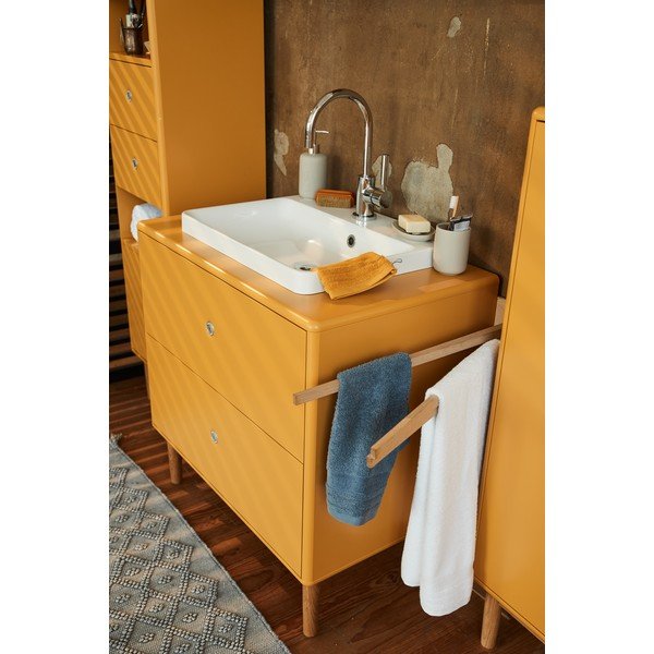 Gorčično rumena kopalniška omarica z umivalnikom brez pipe Tom Tailor Color Bath-image-1