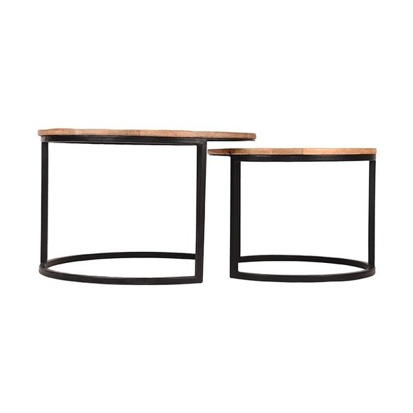 Komplet 2 stranskih mizic iz mangovega lesa LABEL51 Coffee, ⌀ 50 cm in ⌀ 70 cm-image-2