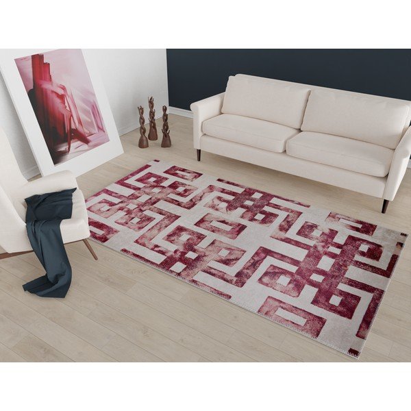 Rdeče-bež preproga 140x80 cm - Vitaus-image-1
