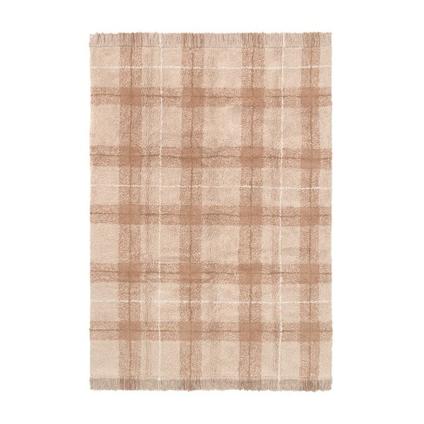 Svetlo rožnata pralna ročno tkana bombažna preproga 140x190 cm Tartan Rose – Lorena Canals