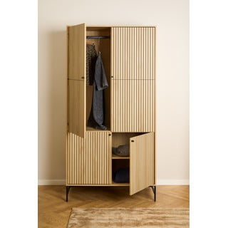 Garderobna omara v hrastovem dekorju v naravni barvi 99x200x60 cm Albany  – Actona