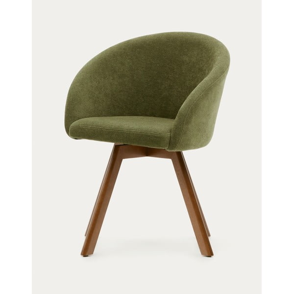 Zelen oblazinjen jedilni stol z nasloni za roke Marvin – Kave Home-image-4