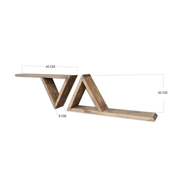 2-delni komplet lesenih stenskih polic Triangles-image-4
