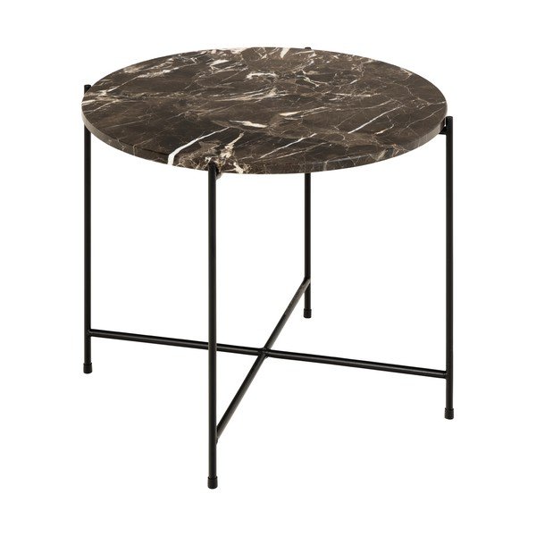 Okrogla stranska mizica z marmorno mizno ploščo ø 52 cm Avila – Actona