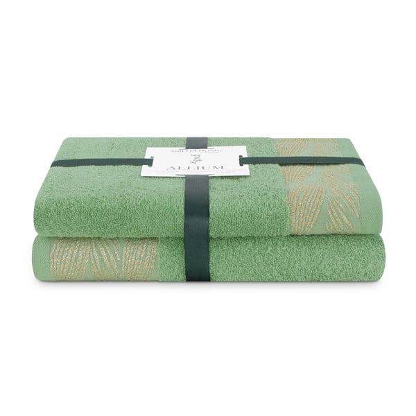 Svetlo zeleni frotirni bombažni komplet brisač 2 ks Allium – Restilo