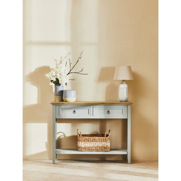 Siva stranska mizica iz masivne pavlonije 34,5x99 cm Henley – Premier Housewares-image-1