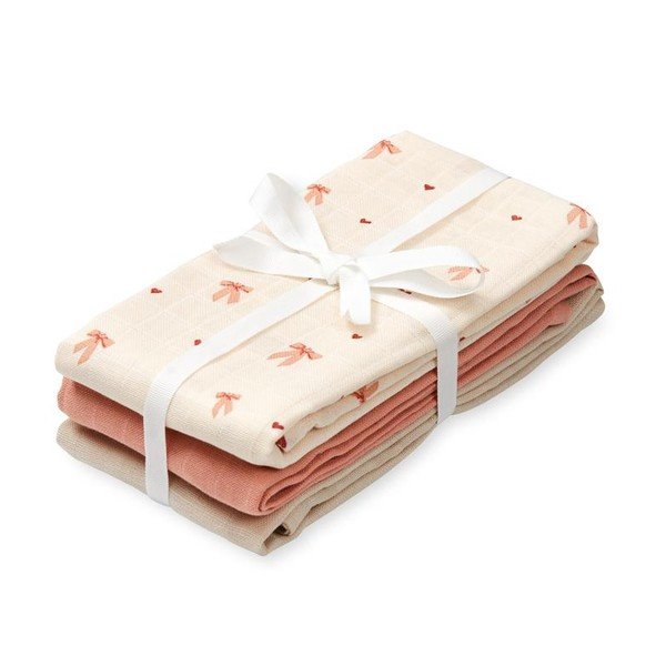 Rožnate/bež plenice v kompletu 3 ks iz muslina 70x70 cm Bows – Cam Cam Copenhagen