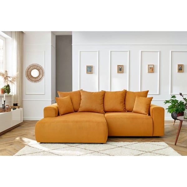 Oker rumena žametna kotna sedežna garnitura Enjoy – Bobochic Paris-image-1