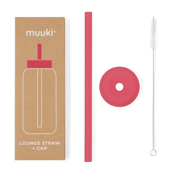 Silikonska slamica s čistilno krtačko in pokrovom Watermelon High – Muuki