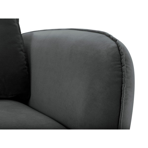 Temno siv žametni fotelj s črnimi nogami Kooko Home Lento-image-3