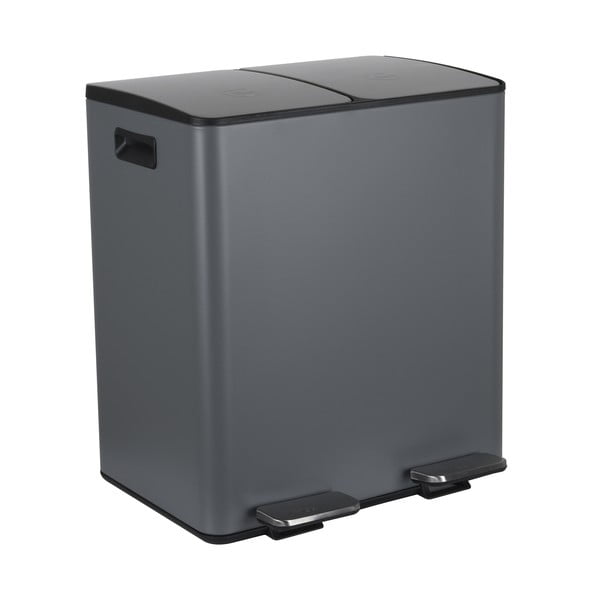Temno siv jeklen koš za smeti za ločevanje odpadkov s pedalom 2x20 l Aliya – Spirella