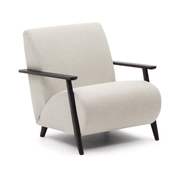 Bež/kremno bel fotelj iz šenilje Meghan – Kave Home