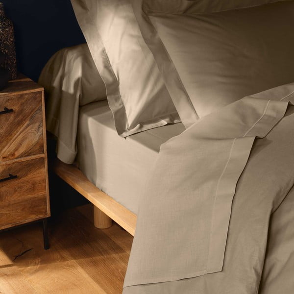 Svetlo rjava napenjalna bombažna rjuha 160x200 cm Lina – douceur d'intérieur-image-2